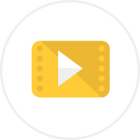 Film strip Play Button inside Gray circle